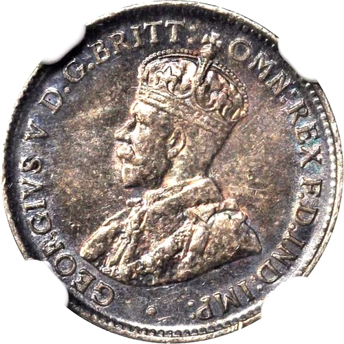 1918 M Australia 3 Pence, NGC MS 63