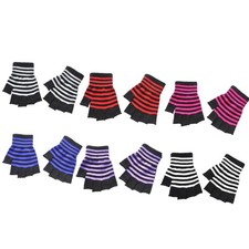 Touchscreen Half-finger Gloves Women Knitted Mitten Fashion Color Matching Glove