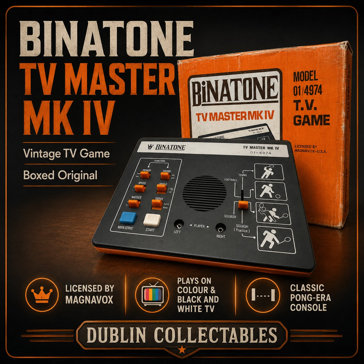 Binatone TV Master MK IV Pong Console CIB Boxed 01/4974 Magnavox Vintage Retro 1