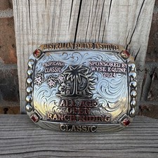 Cowboy Trophy Rodeo Style Belt Buckle with ranch riding classic