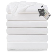 Twin Flat Sheets Only 6 Pack Soft Brushed Microfiber Bedding Sheets for Hotel...