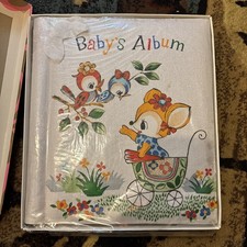 Vintage Kitschy Photo Album Scrapbook Deer Birds baby book. BNIB JAPAN