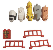 Lego Duplo Animal Farm Panda Pig Sheep Horse Tiger Fence Wheat 1990's Lot of 9