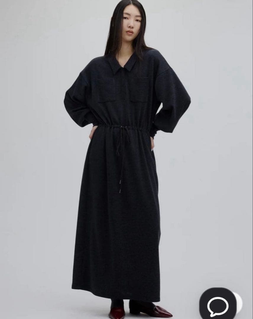 AMERI RELAX DRAWSTRING SWEAT DRESS Black M - image 2