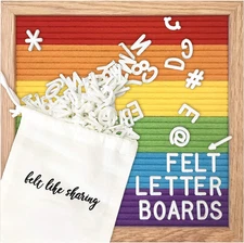 Square Letter Board (Rainbow Felt - 10”X10”) – Changeable Message Board with 3 S
