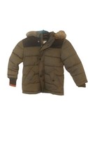 Members Mark Olive Beige Puffer Jacket with Faux Fur Hood Jacket Size 3T