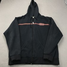 VINTAGE Nike Hoodie Mens XL Black Faded Swoosh Full Zip Sweatshirt Essential Y2K