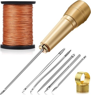 WILLBOND 6 Pieces Leather Sewing Awl Needle with Copper Handle, Upholstery... 