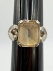 VINTAGE STUART LARGE RECTANGULAR  CRYSTAL QUARTZ STERLING  SILVER RING SIZE 4
