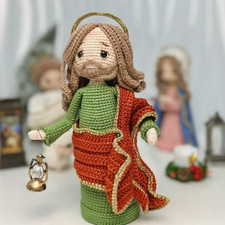 Handmade Saint Joseph Amigurumi Crochet Doll, Catholic Religious Figure 8 Inch