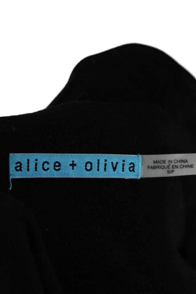 Jaqueta feminina Alice + Olivia manga comprida gola redonda camurça sintética preta tamanho P - Imagem 4 de 4