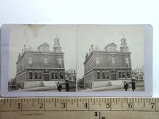 Milford New Hampshire Town Hall Stereoview Hanaford Card c1870s NH
