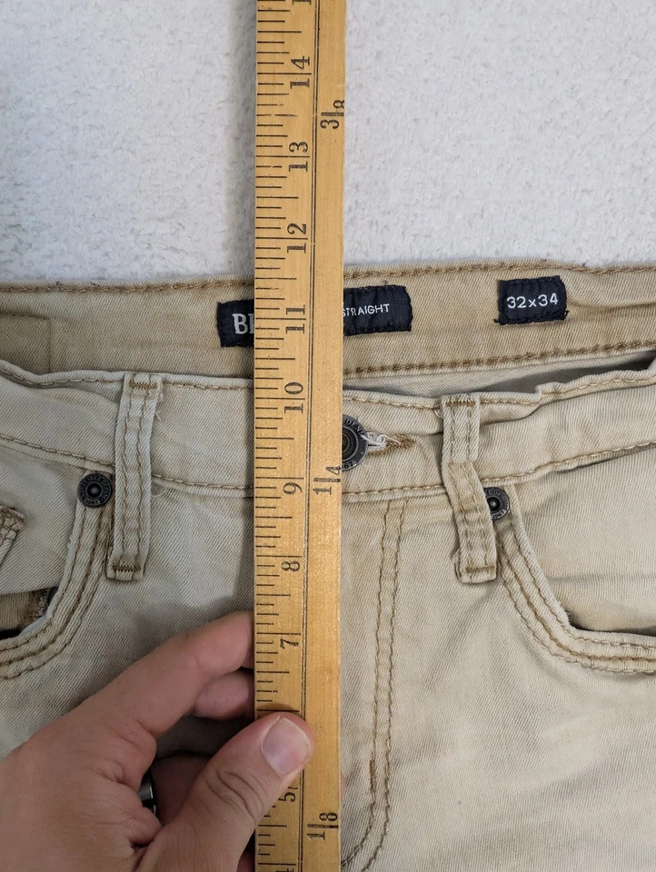 Мужские джинсы с пряжкой BKE Jake прямые штанины 32x34 стрейч хаки бежевый комфорт - Изображение 3 из 4