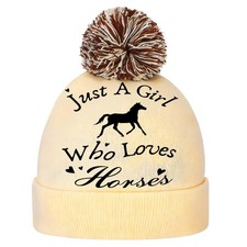 Ramede Winter Horse Gift Beanie Hat Knit Caps Western One Size, Beige