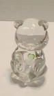 Fenton Glass Bear Figurine August Birthstone Green Peridot Heart