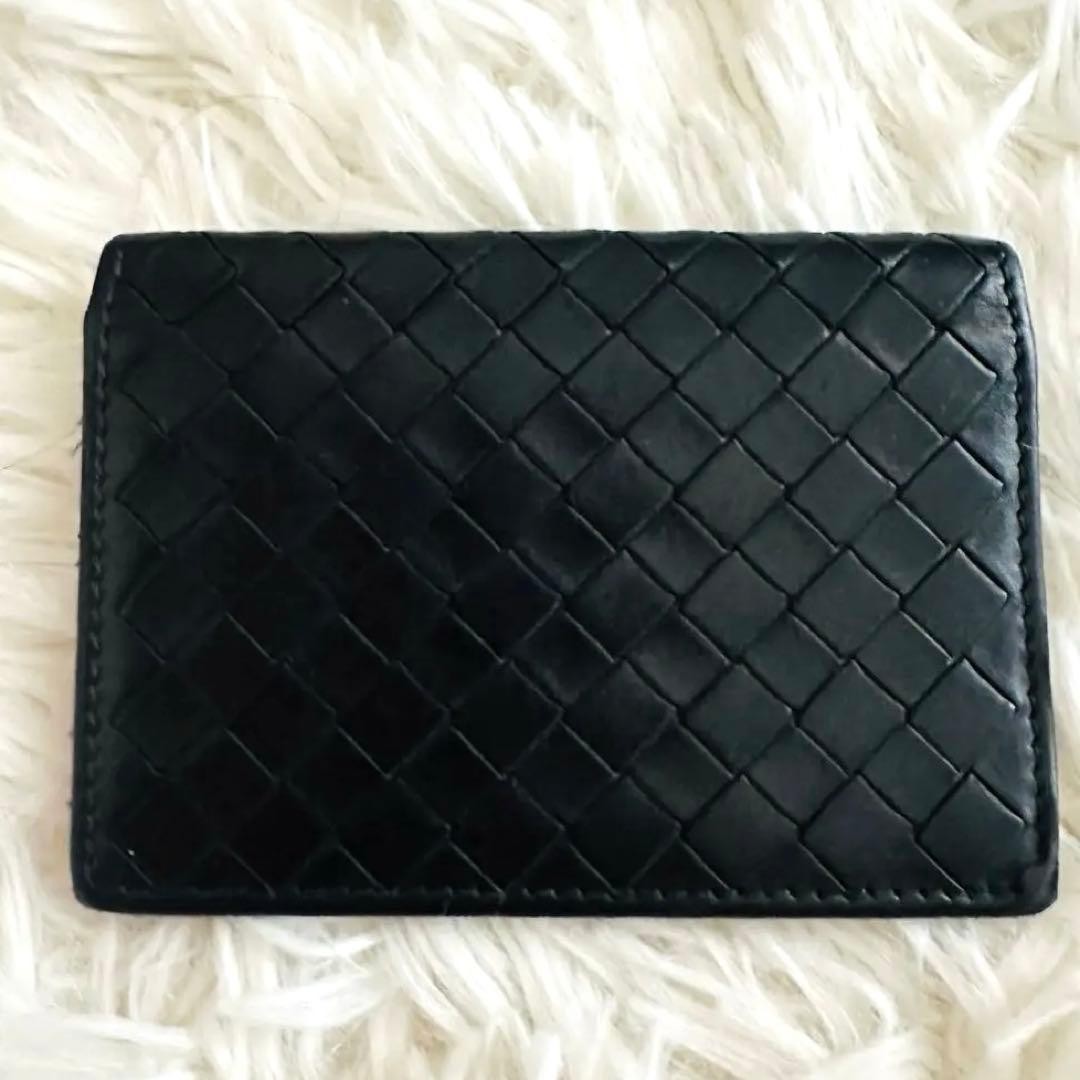 Bottega Veneta Intrecciato Card Case Black Leather Men's Japan