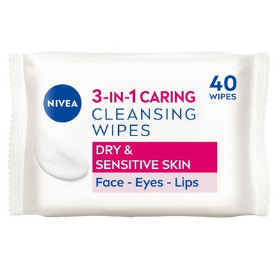 3in1 Pflegende Reinigungstücher Trockene Haut (40 Tücher), pflanzliches Make-up