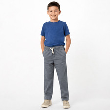 Wonder Nation Boys Gray Pull On Chino Pants Straight Leg Elastic Waist Size 8