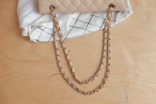 AUTHENTIC Chanel Medium Classic Flap in Beige Clair Caviar GHW - Picture 21 of 24