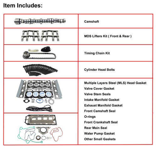 Cam MDS Lifters Engine Gasket Timing Chain Kit Fits Ram 1500 2011-2015 5.7L HEMI - Picture 2 of 14