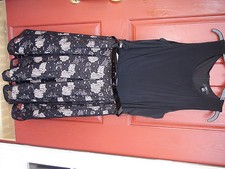 R&K Little Black Dress size 18 Solid Sleeveless Knee Length Lace Skirt Lined