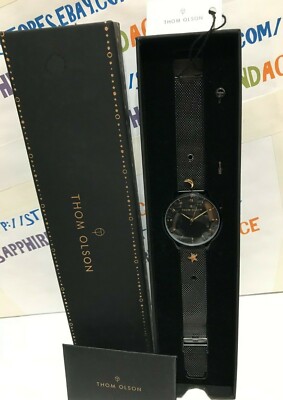 THOM OLSON 40mm Night Dream Black Stainless Steel Mesh Band  display picture 3