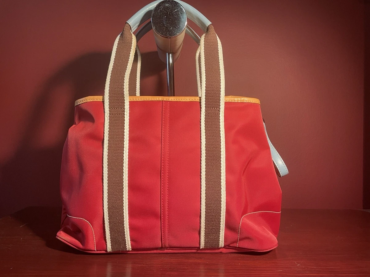 Coach Red Nylon Hampton Tote 5078 Handbag Shoulder Bag Purse