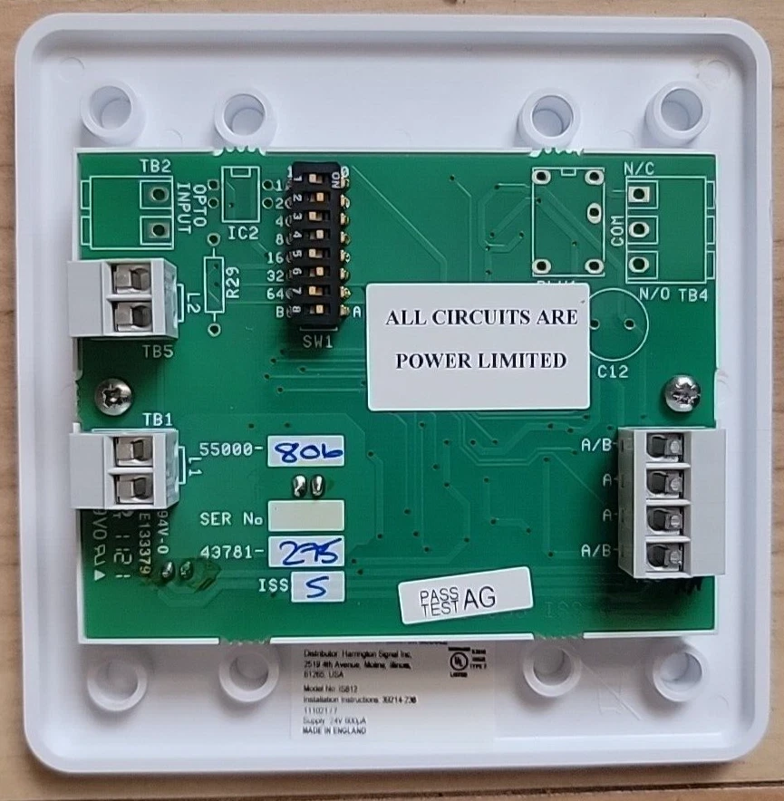 Módulo de monitor de interruptor prioritario alarma contra incendios Harrington I-Spy IS812 hecho en Reino Unido NUEVO Foto 3 de 4