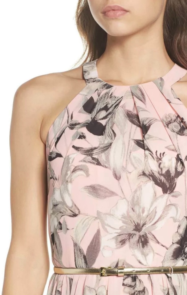 Eliza J Maxi Dress Pink Floral Chiffon Women's Sleeveless