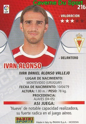 216 IVAN ALONSO URUGUAY REAL MURCIA TARJETA CARD MEGA CRACKS LIGA