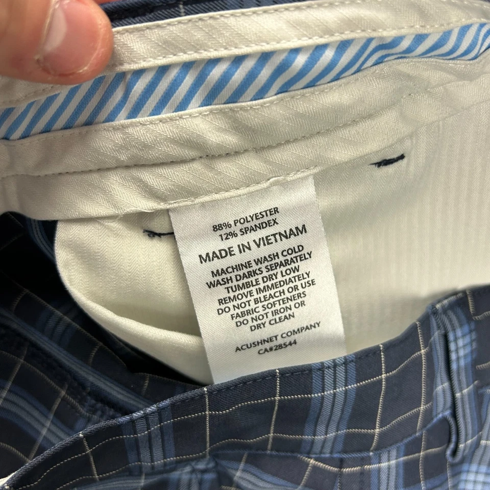 Shorts de golfe Footjoy masculino 30 azul xadrez mistura chino casual desempenho profissional - Imagem 4 de 4