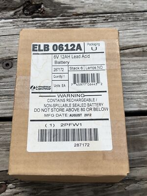 Acuity Lithonia Elb 0612A Battery,Lead Calcium,6V,12A/Hr.