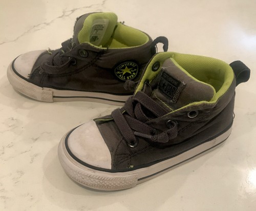 Converse Niños Talla 7 EUR 23 Alta Top Zapatos Gris Oscuro/Verde Lima | eBay