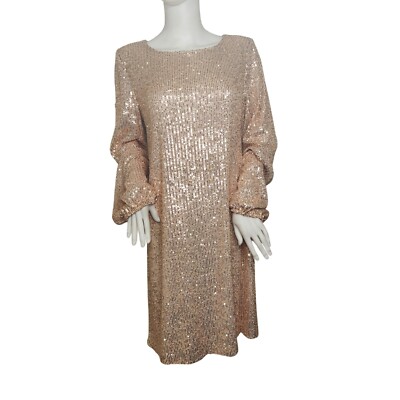 champagne sequin dress long sleeve Champagne Long Sleeve Sequin Evening Gown  Sparkly Maxi Dress with Embellished Bodice Plus Size