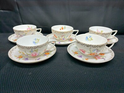 Rosenthal ''MEISSEN WHITE'' Bavaria ~ Set of 5 ~ Cups & Saucers ~  (set 2)