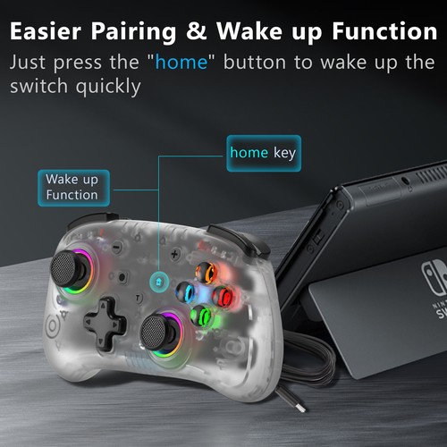 Gamepad Inalámbrico para Interruptor Joystick Metal Botón Cristal Controlador de Juego - Imagen 12 de 26