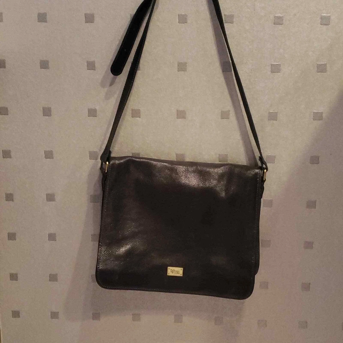 Venice Leather Messenger Crossbody Navy Blue Unisex
