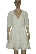 UO Urban Outfitters Pintuck Detail Smocked Beige Short Sleeve Mini Dress New M