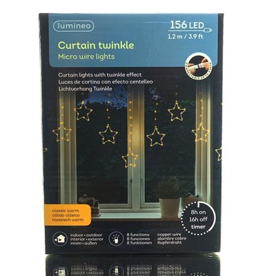 Lumineo Micro LED Lichtvorhang Twinkle Effekt 120 cm 156 Lichter warmweiß