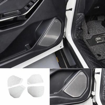 For Ford Explorer 20-2023 Silver Steel Inner Door Speaker Sound Cover Trim