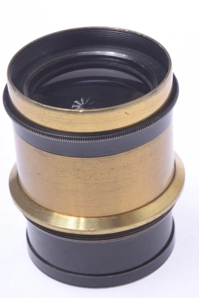 ✅ UNMARKED ANTIQUE BRASS LENS ‘180MM’ 4X5” LF CAMERA W/ STIFF APERTURE - Image 3 of 4