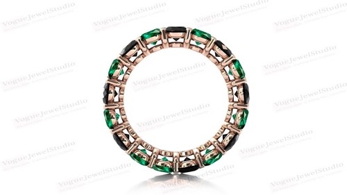 Banda de eternidad de ónix negro relleno de oro de 14 k en anillo de compromiso de plata de ley 925 - Imagen 27 de 109