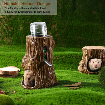 Hamster Water Bottle for Glass Tank, 3-In-1 Adjustable 80ML Gerbil