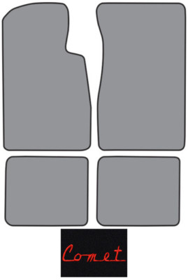 1963-1965 Mercury Comet Convertible Loop Carpet Logo Floor Mat 4pc