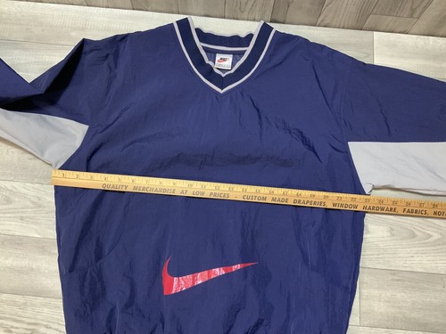 Nike Pullover Youth Size 14/16 Large Windbreaker Center Swoosh Blue Navy Vtg - Picture 12 of 12