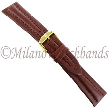 22mm Hirsch Colorado Medium Brown Heavily Padded Leather Mens Watch Band