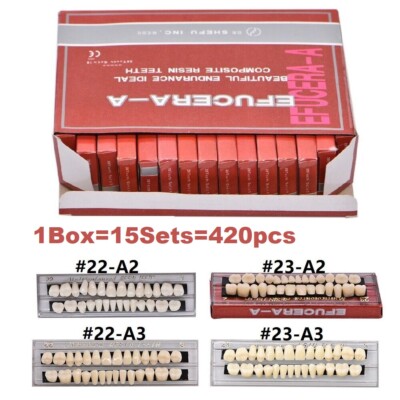 15Sets Acrylic Resin Denture A2 A3 Shade Dental False Teeth Full Set Upper Lower