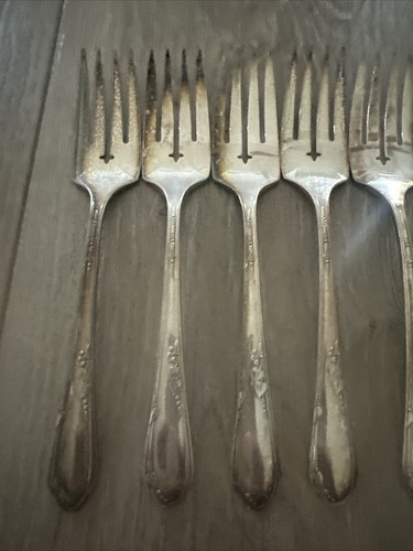 Set of 6 Wm A Rogers A1 Plus Oneida Meadowbrook Silverplate 1936 Salad Fork - Picture 4 of 5