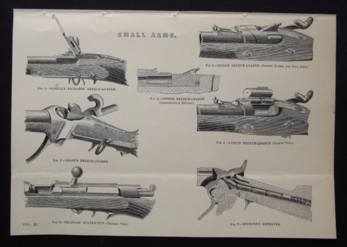 Antique Print: Small Arms - Guns, National Encyclopedia, Illustrations, 1880 - Zdjęcie 1 z 4