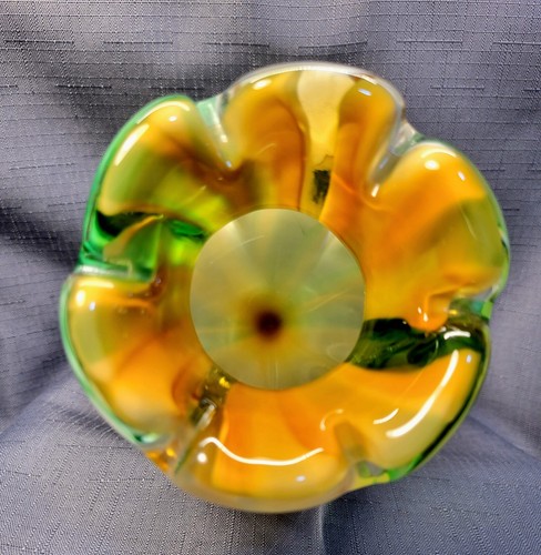 Vintage mundgeblasene Murano Kunst Glas Vase Chamäleon Regenbogen WIRBEL - Bild 9 von 9